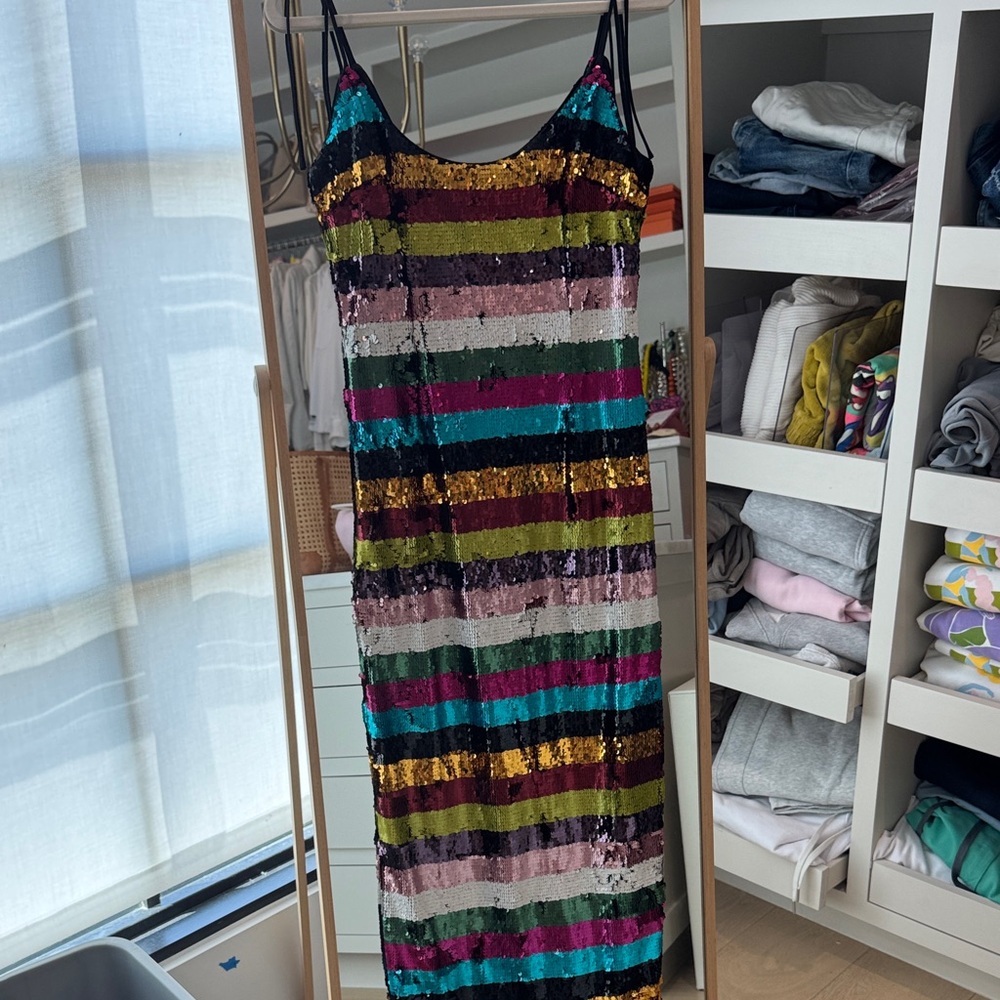 NBD Vibrant Sequin Striped Maxi Dress